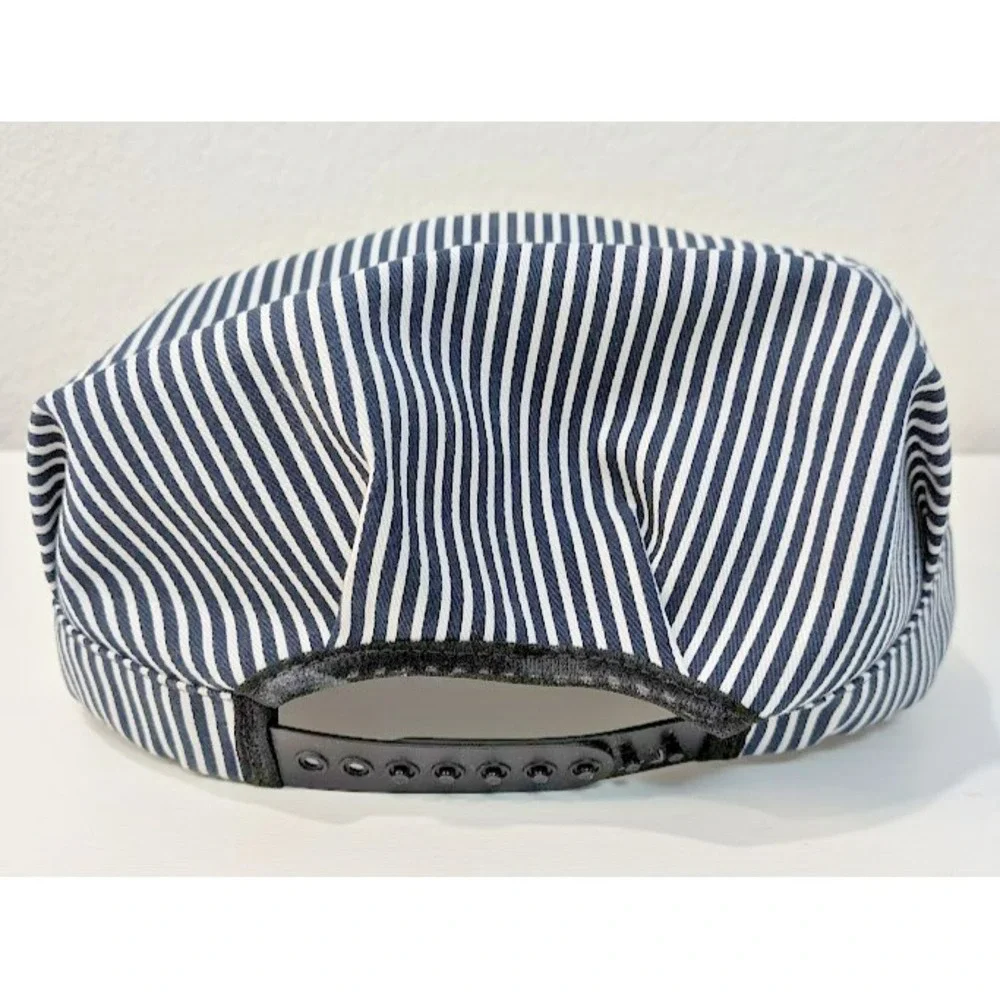 Youth‎ Train Conductor SnapBack, Railroad Pin,  Blue Striped Cap, Made In USA